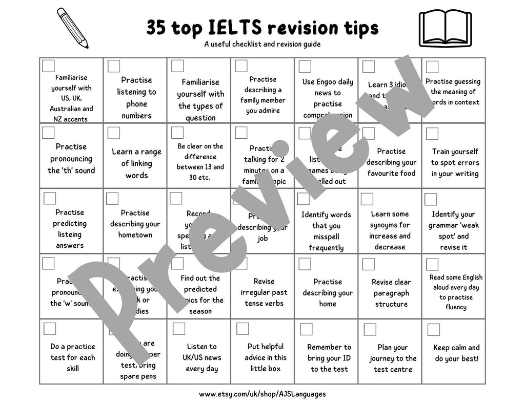 IELTS Revision checklist