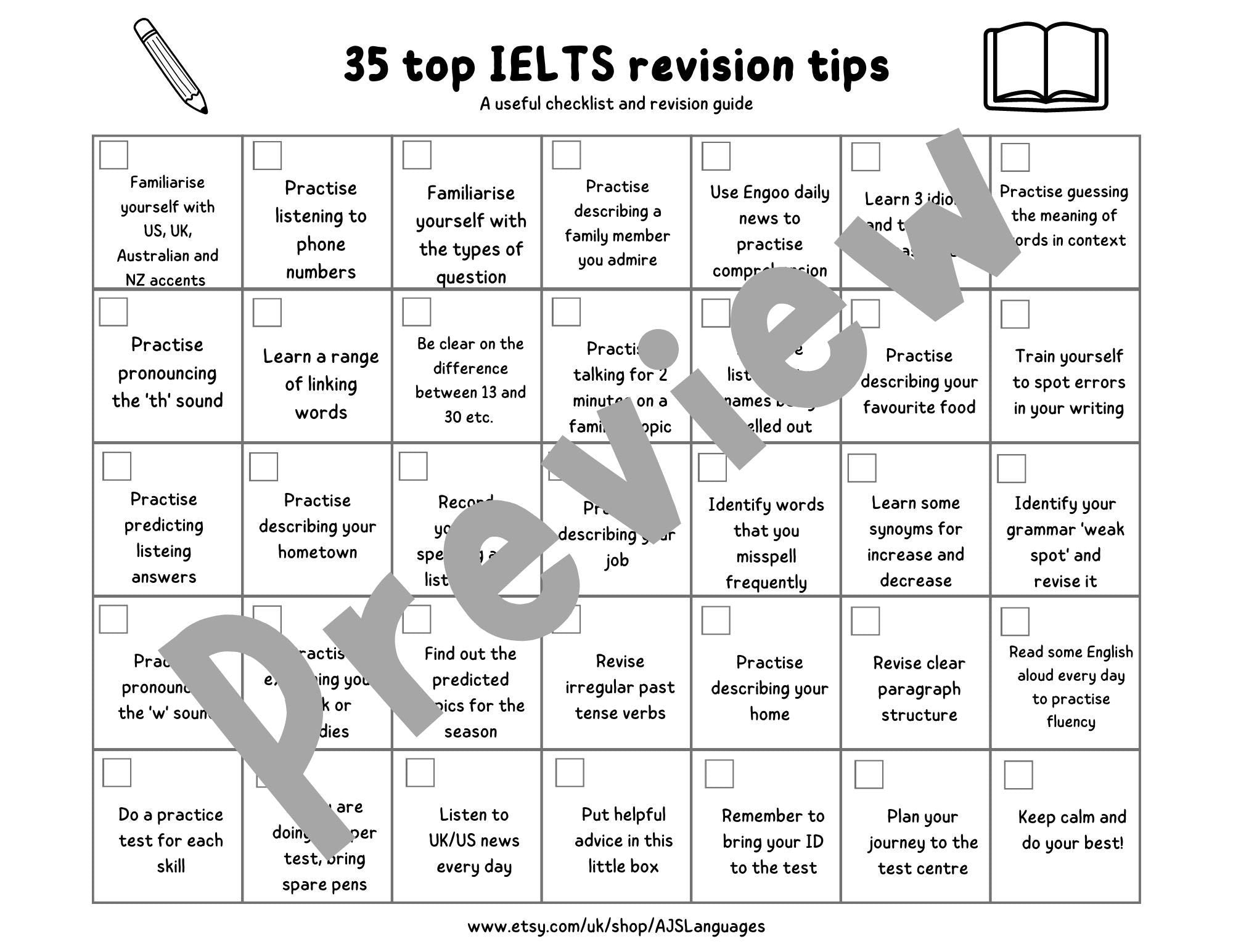 IELTS Revision checklist