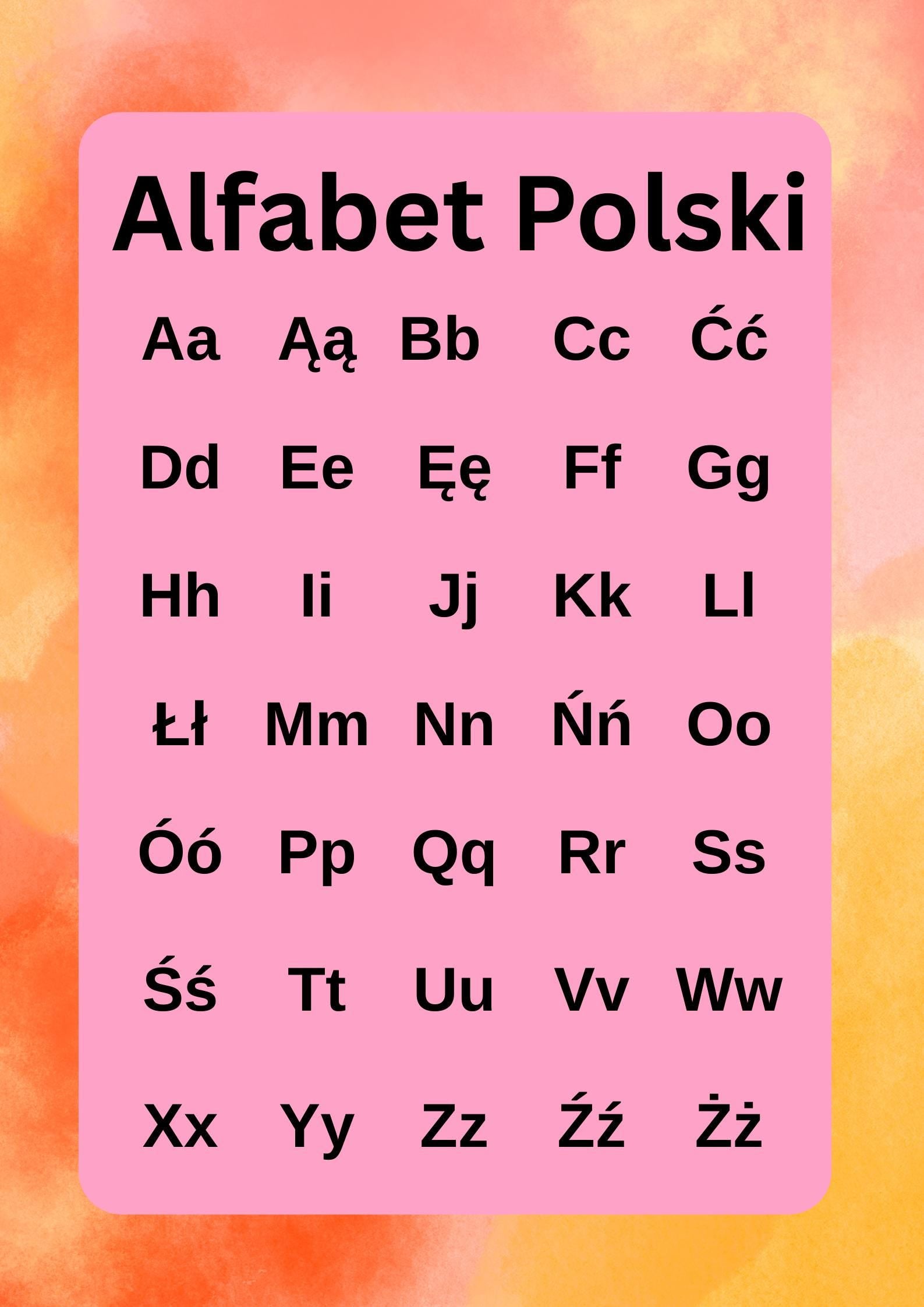 Printable Polish Alphabet Poster - Great for Polish school