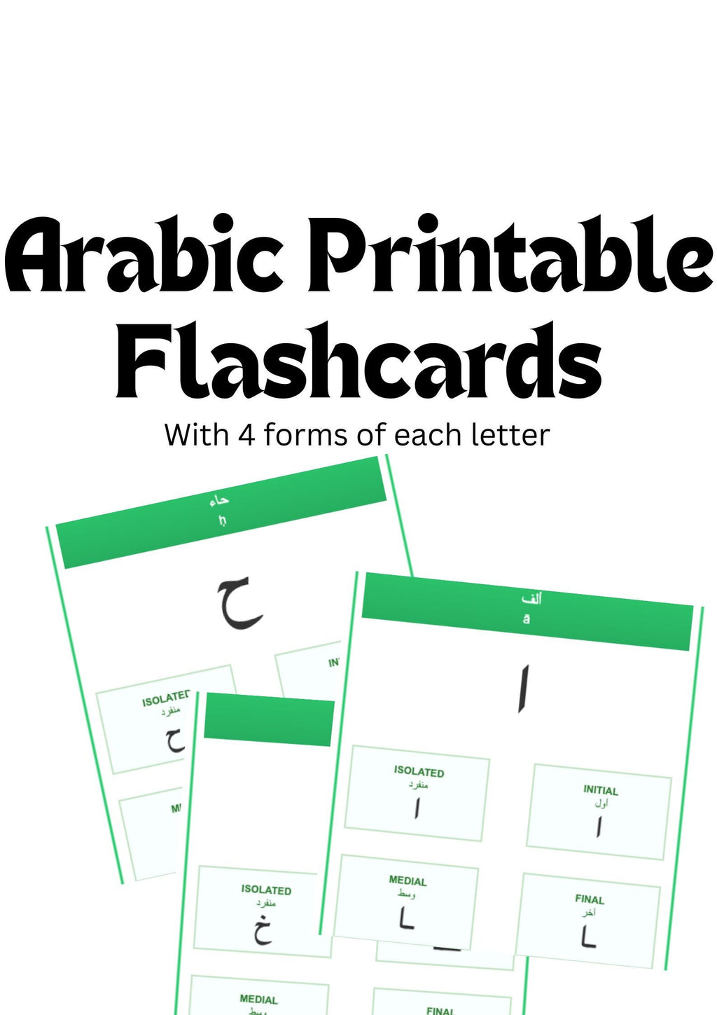 Educational Arabic Alphabet Flashcards - Printable Learning Cards