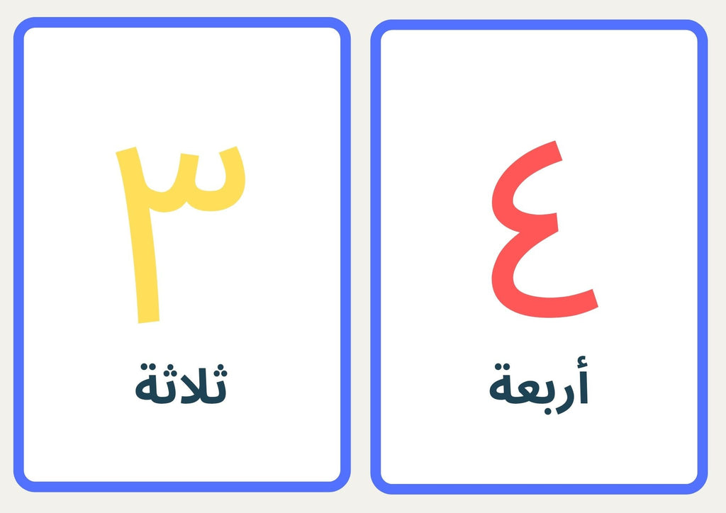 Arabic numbers printable flashcards