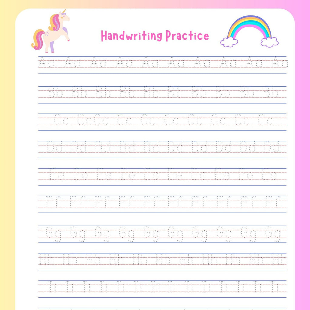 Handwriting Practice Unicorn Pack