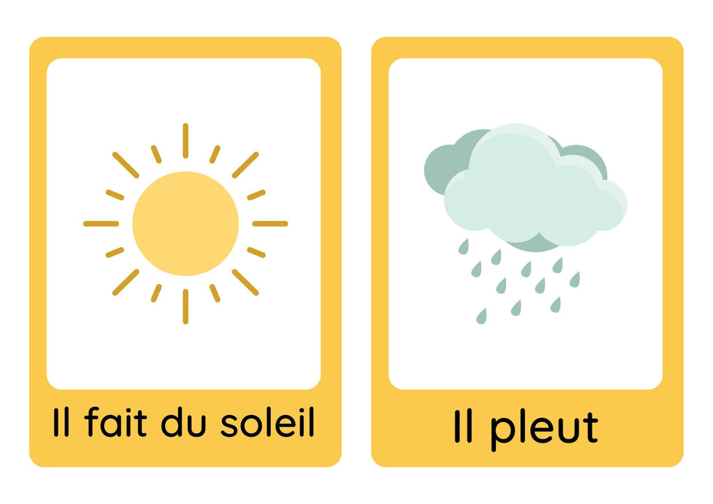 French young learners' clothes, weather and body parts flashcard bundle