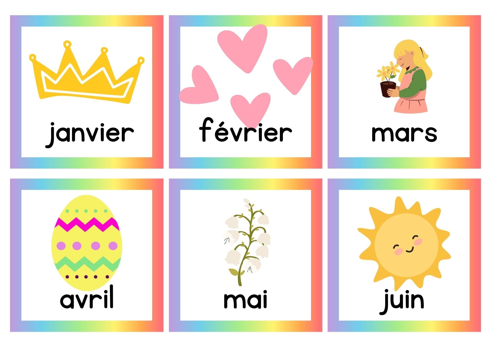 French Beginners' Printable Flashcards Bundle