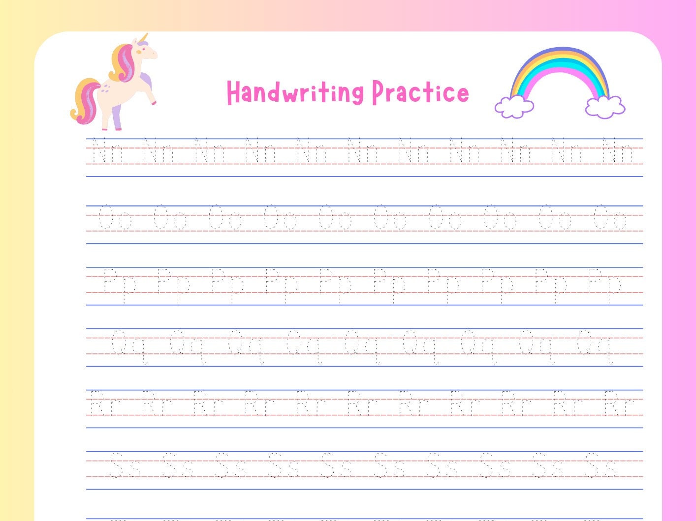 Handwriting Practice Unicorn Pack