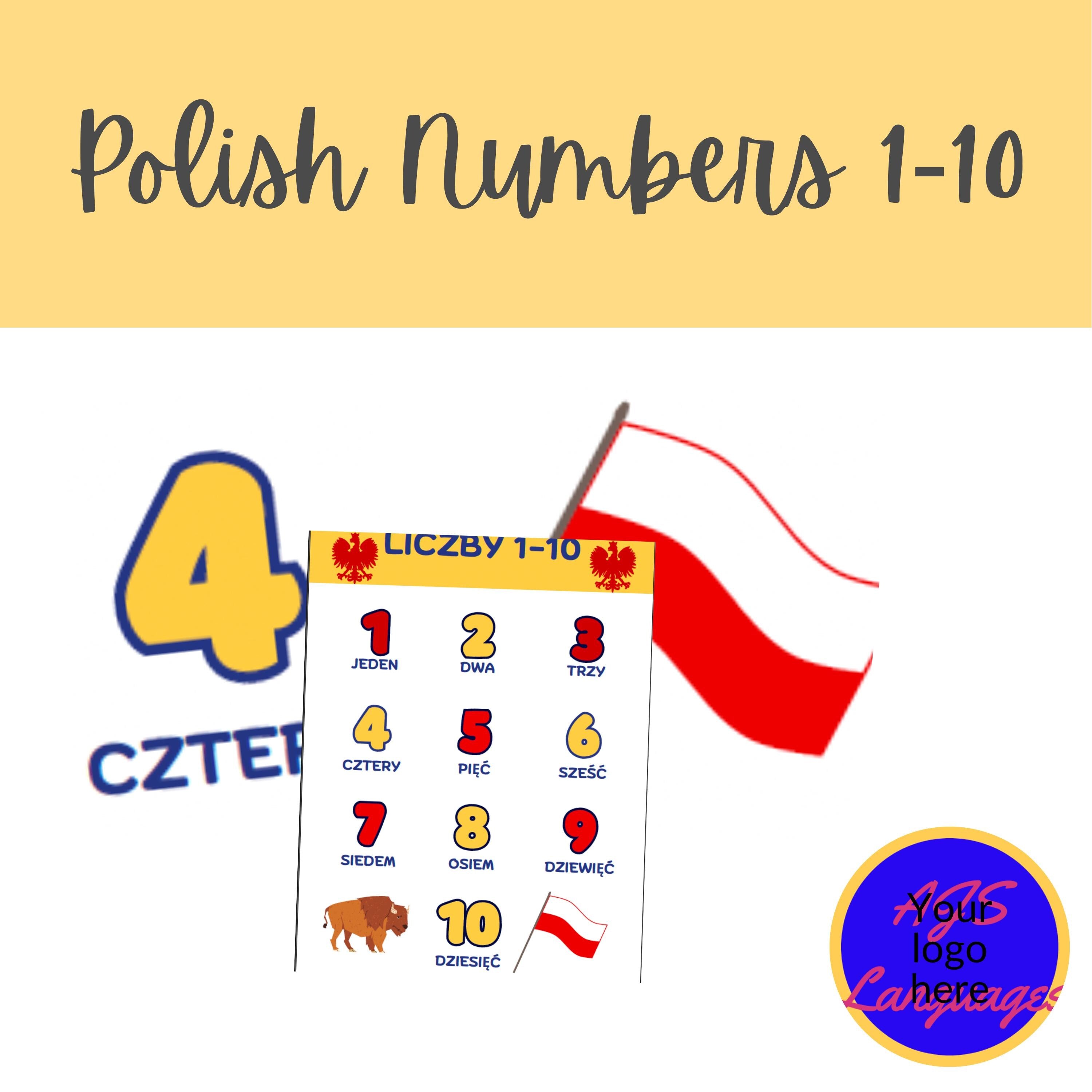 Polish Numbers Brightly Coloured Poster Kids Room Decor